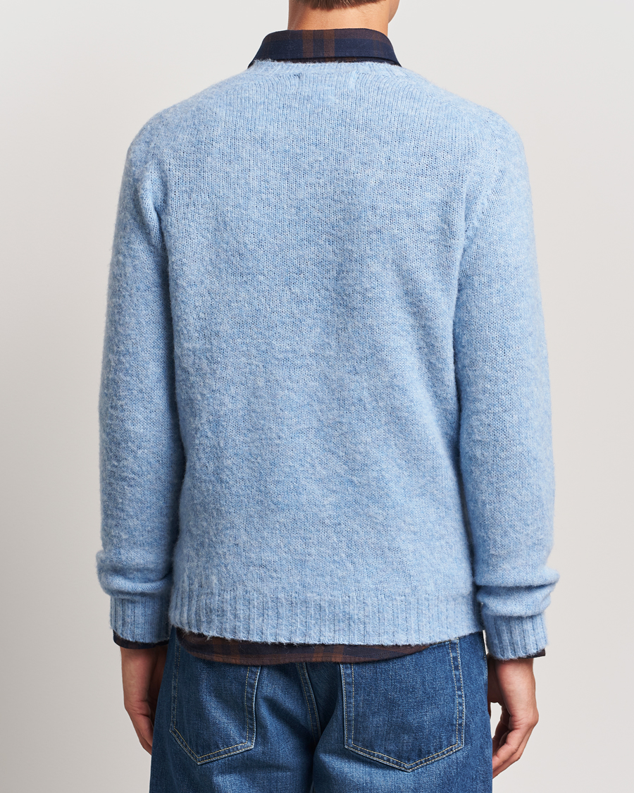 Herr | Tröjor | Harley Of Scotland | Brushed Supersoft Lambswool Crewneck Ice Sea