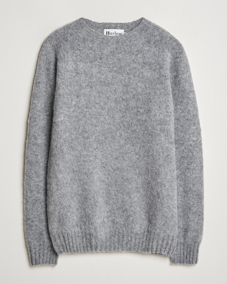 Herr | Tröjor | Harley Of Scotland | Brushed Supersoft Lambswool Crewneck Medium Grey