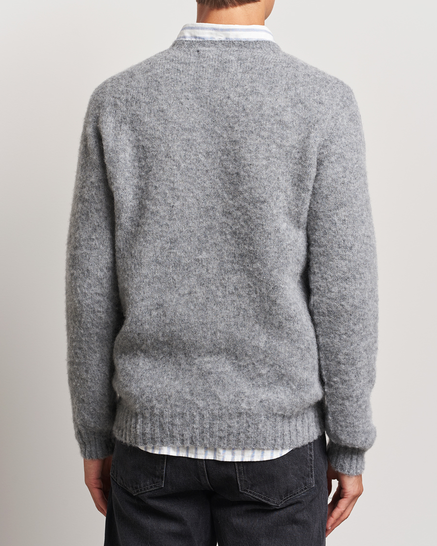 Herr | Tröjor | Harley Of Scotland | Brushed Supersoft Lambswool Crewneck Medium Grey