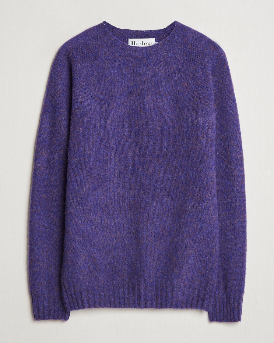 Herr | Tröjor | Harley Of Scotland | Brushed Supersoft Lambswool Crewneck Royal Violet