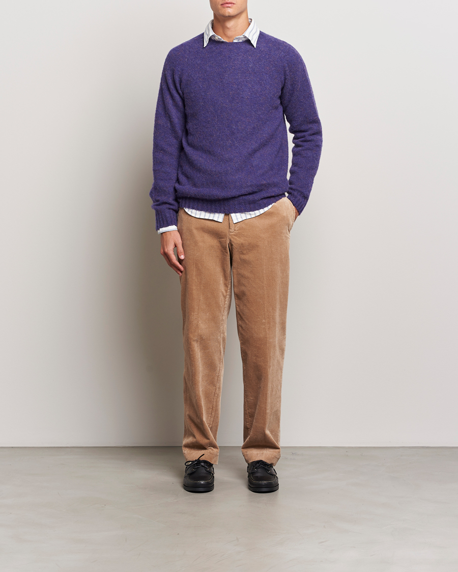 Herr | Tröjor | Harley Of Scotland | Brushed Supersoft Lambswool Crewneck Royal Violet
