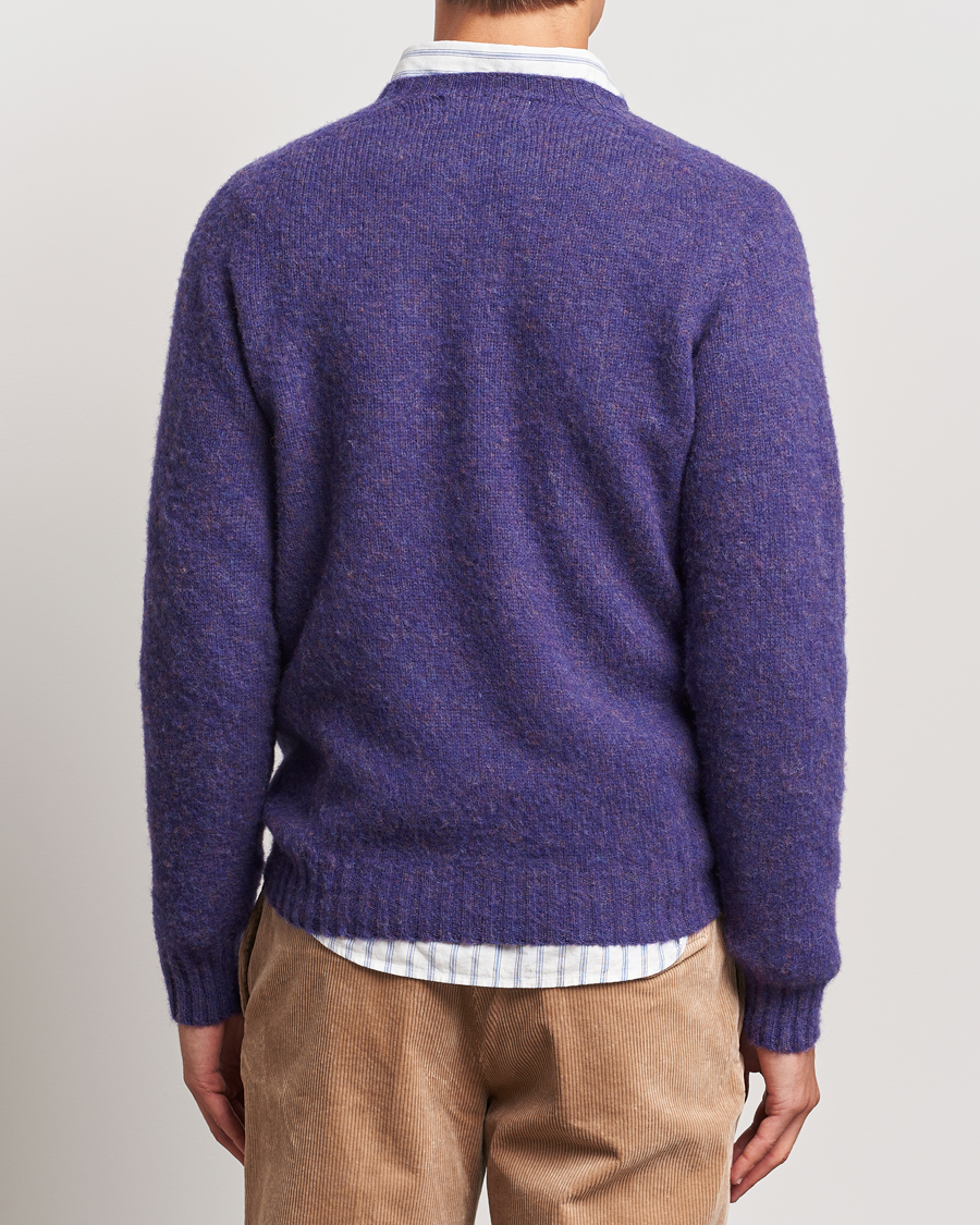 Herr | Tröjor | Harley Of Scotland | Brushed Supersoft Lambswool Crewneck Royal Violet