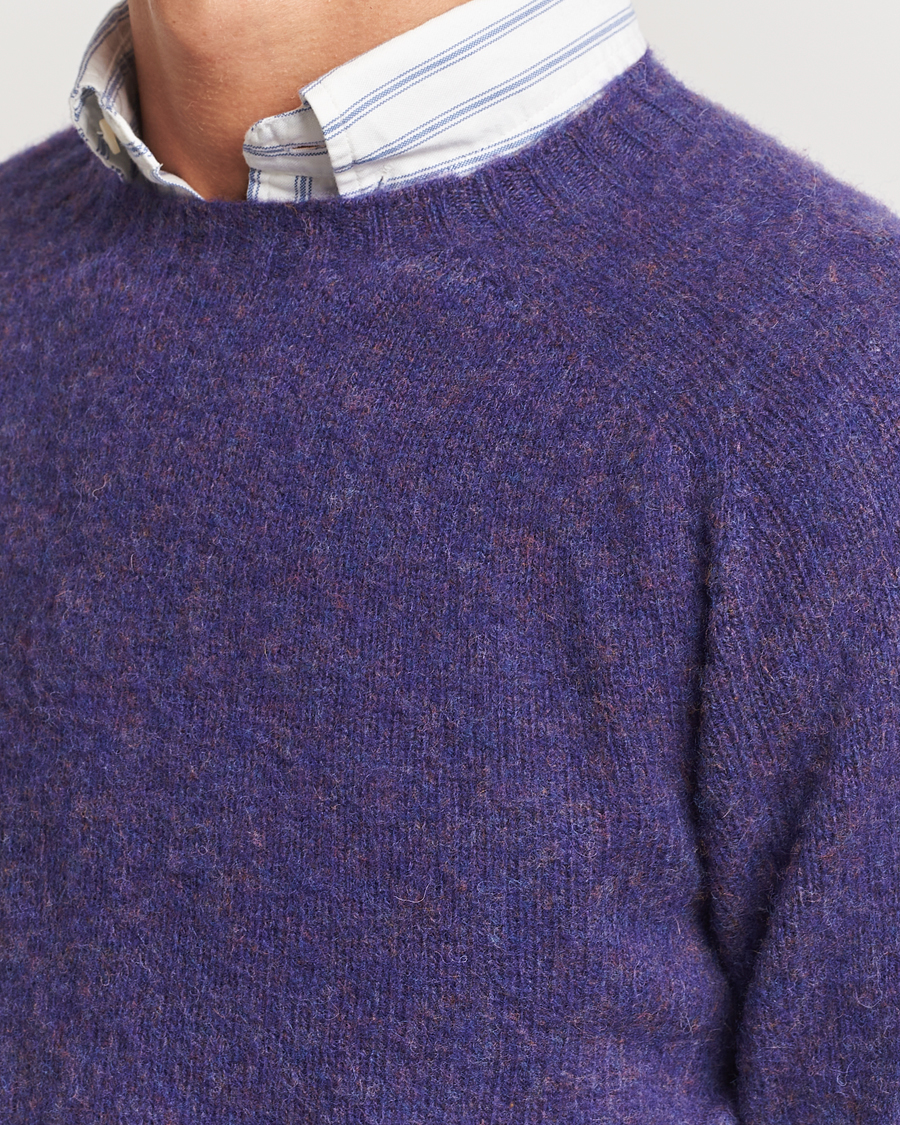 Herr | Tröjor | Harley Of Scotland | Brushed Supersoft Lambswool Crewneck Royal Violet