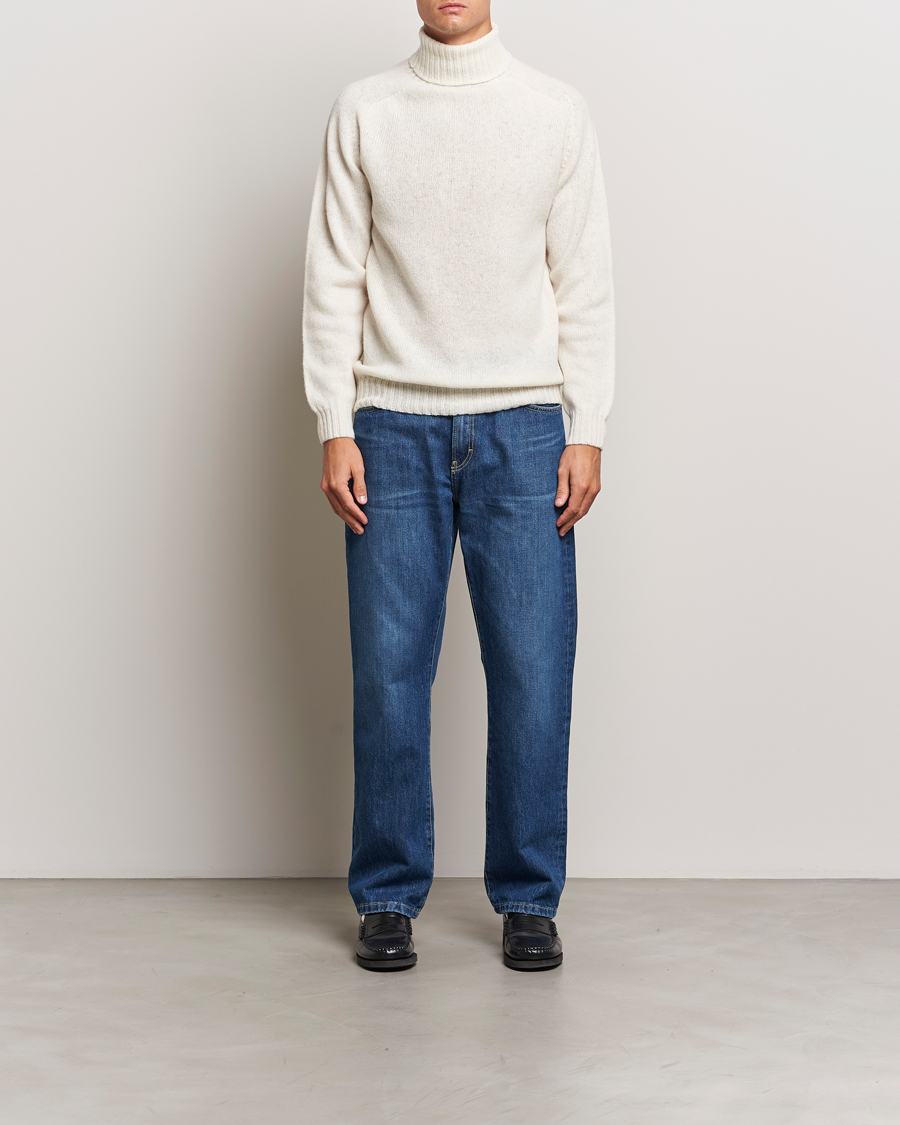 Herr | Tröjor | Harley Of Scotland | Supersoft Lambswool Rollneck Winter White