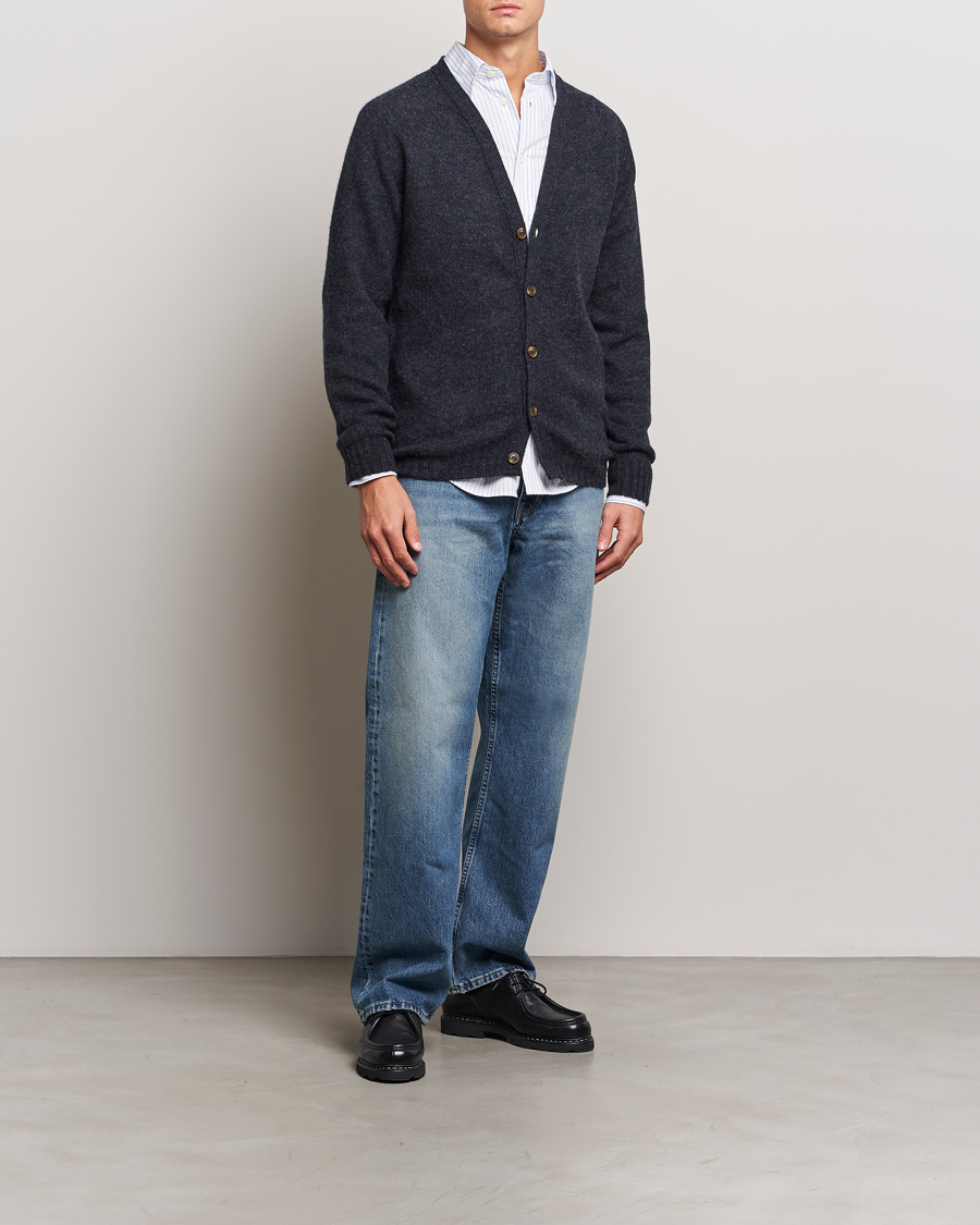Herr | Tröjor | Harley Of Scotland | Supersoft Lambswool Cardigan Charcoal