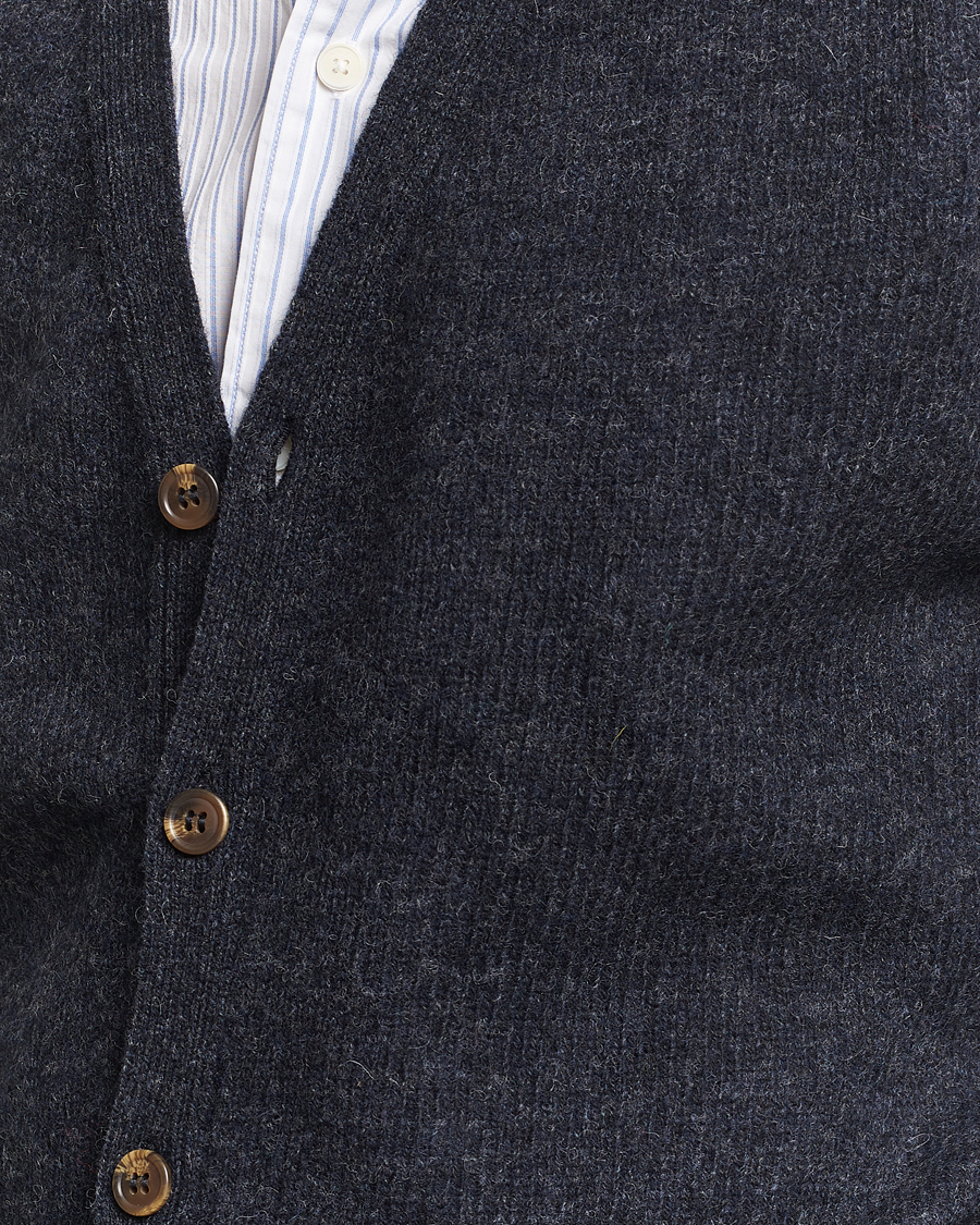 Herr | Tröjor | Harley Of Scotland | Supersoft Lambswool Cardigan Charcoal