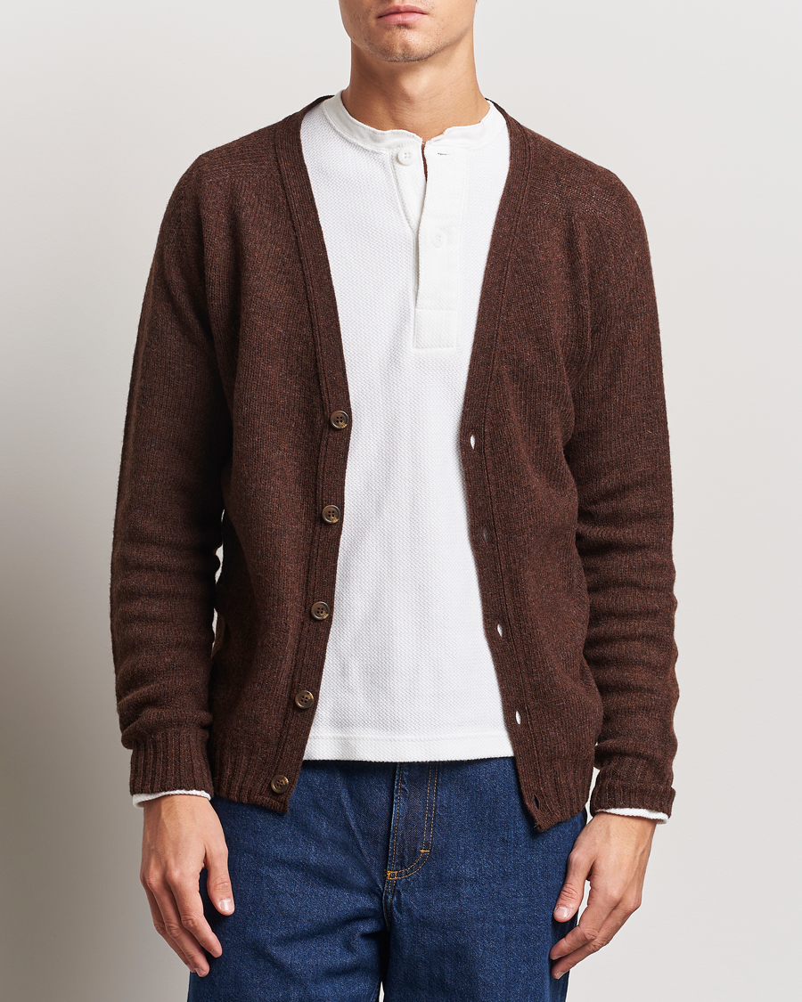 Herr | Tröjor | Harley Of Scotland | Supersoft Lambswool Cardigan Coffee