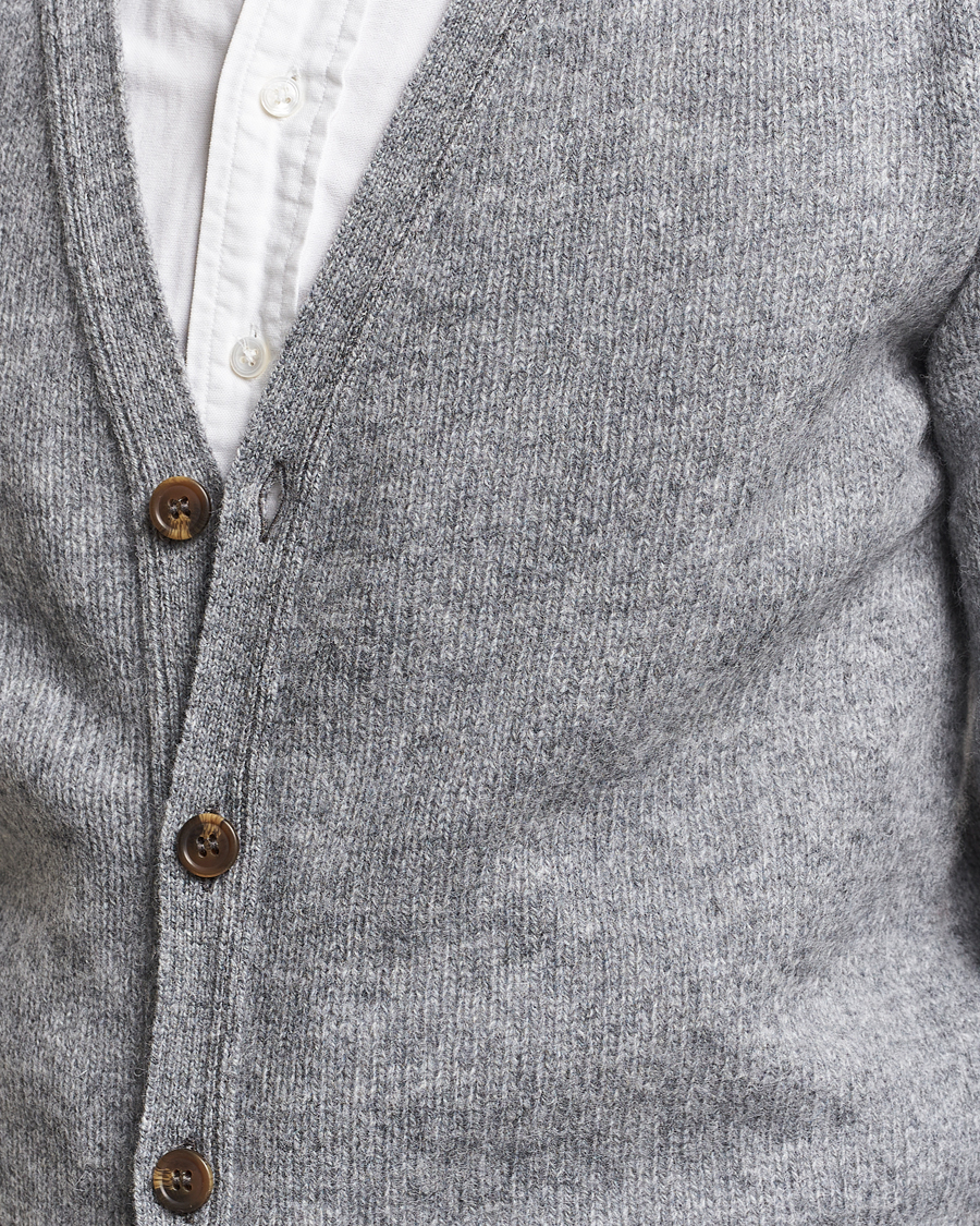 Herr | Tröjor | Harley Of Scotland | Supersoft Lambswool Cardigan Medium Grey