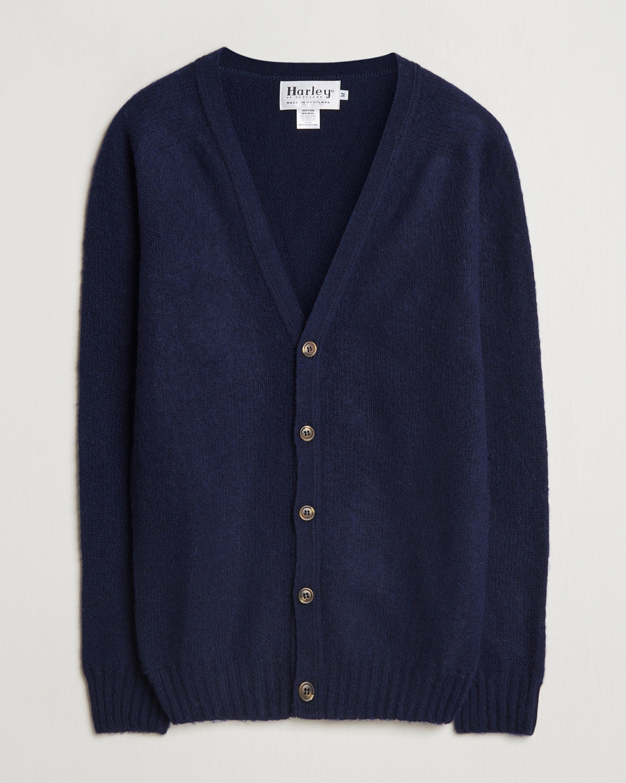Herr | Tröjor | Harley Of Scotland | Supersoft Lambswool Cardigan Navy