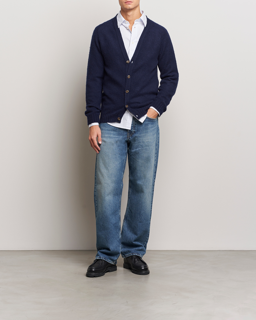 Herr | Tröjor | Harley Of Scotland | Supersoft Lambswool Cardigan Navy