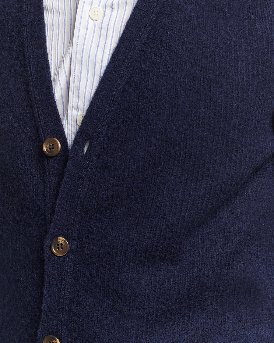 Herr | Tröjor | Harley Of Scotland | Supersoft Lambswool Cardigan Navy