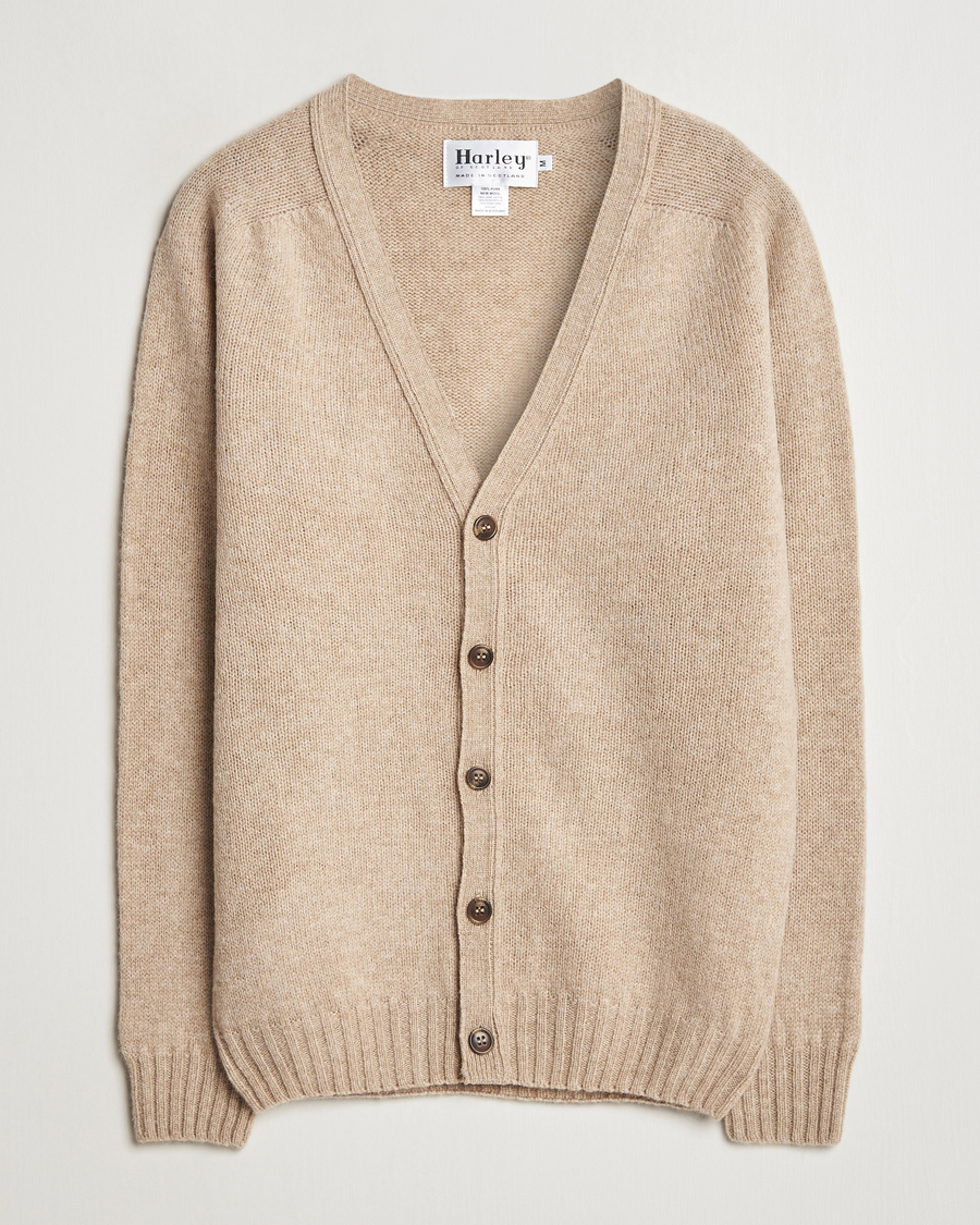 Herr | Tröjor | Harley Of Scotland | Supersoft Lambswool Cardigan Oatmilk