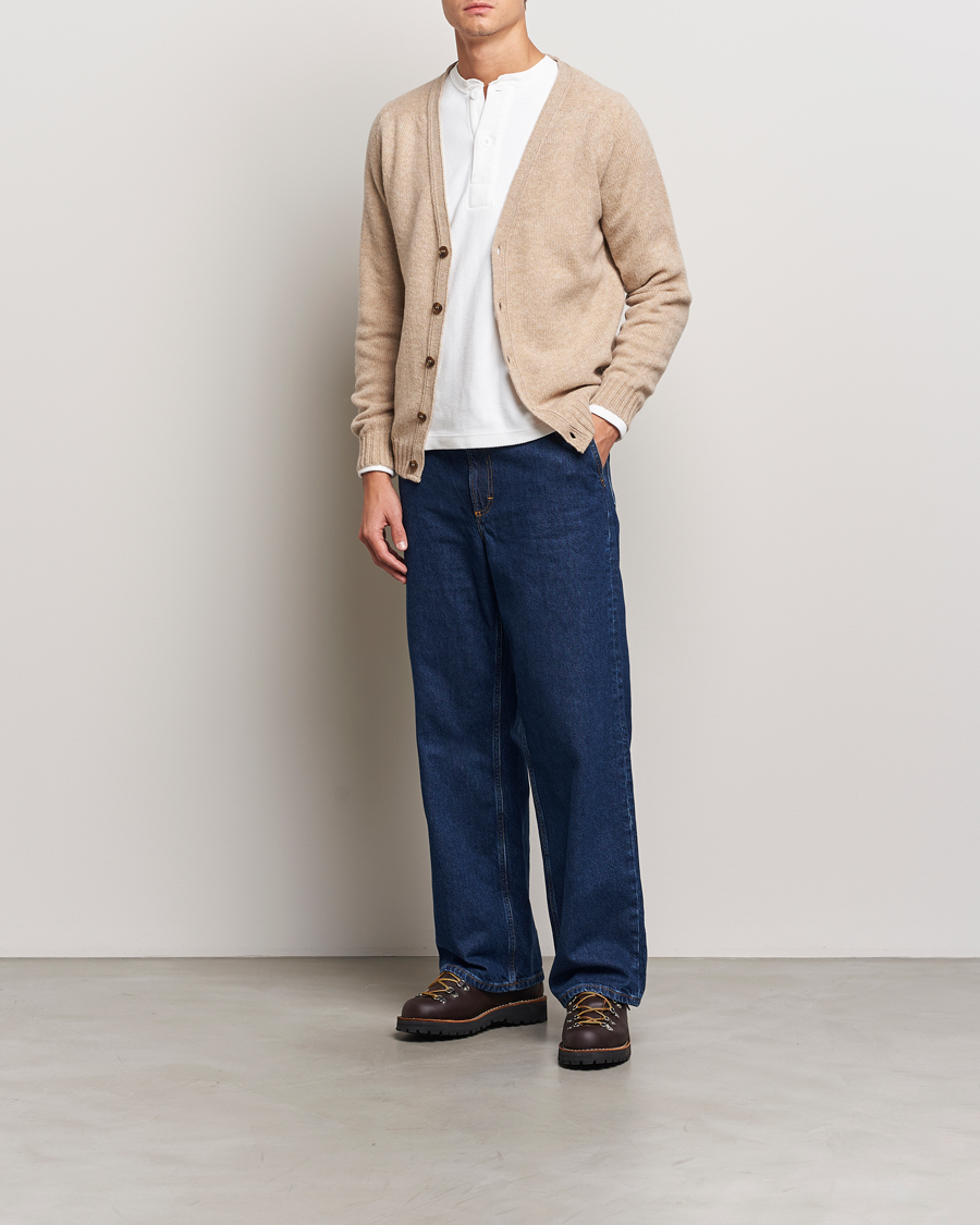 Herr | Tröjor | Harley Of Scotland | Supersoft Lambswool Cardigan Oatmilk
