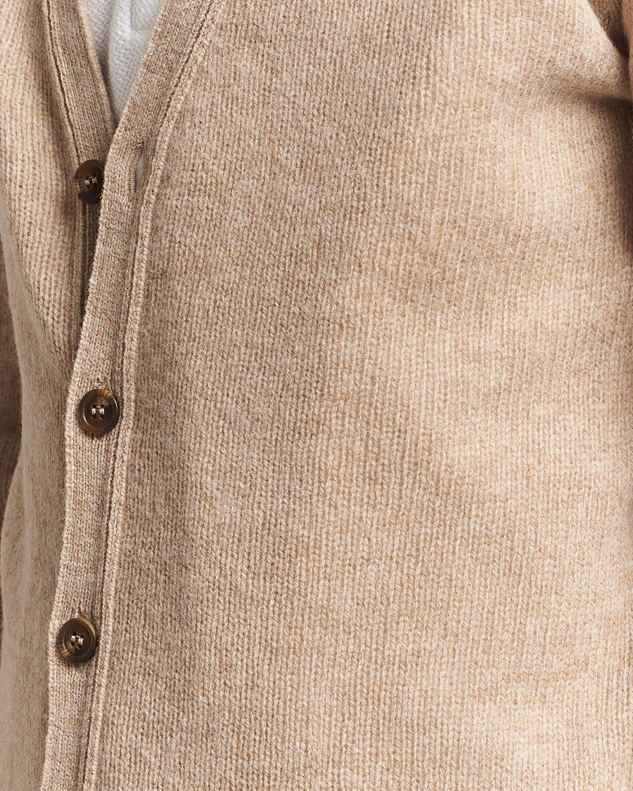Herr | Tröjor | Harley Of Scotland | Supersoft Lambswool Cardigan Oatmilk