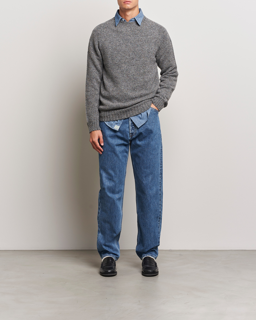 Herr | Tröjor | Harley Of Scotland | Donegal Wool Crewneck Grey