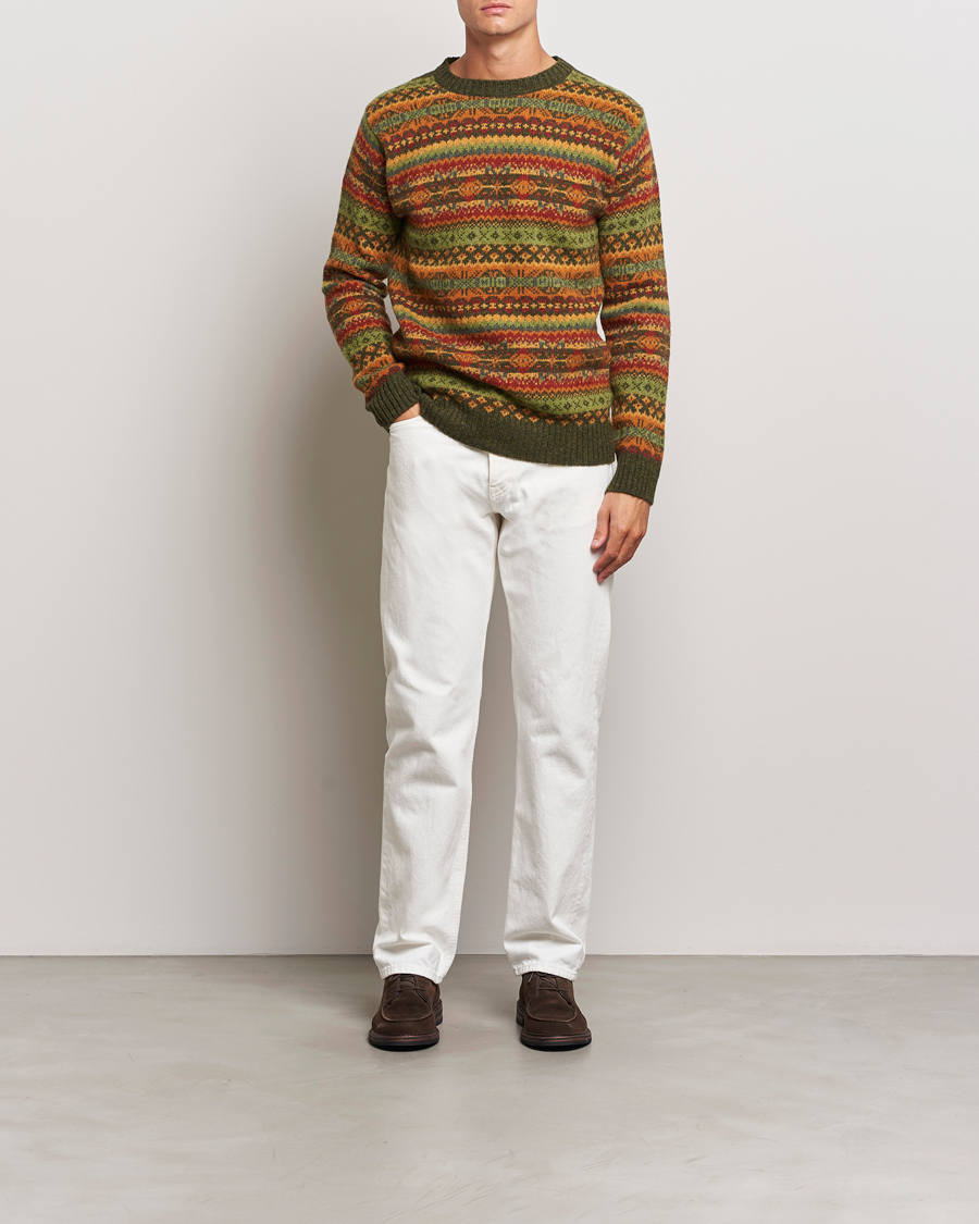 Herr | Tröjor | Harley Of Scotland | Supersoft Lambswool Fairisle Crewneck Green
