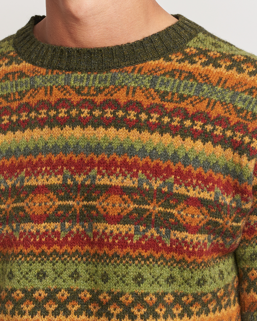 Herr | Tröjor | Harley Of Scotland | Supersoft Lambswool Fairisle Crewneck Green