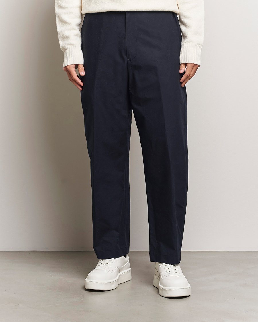 Herr | Byxor | Jil Sander | Water Repellent Cotton Drawstring Pants Navy