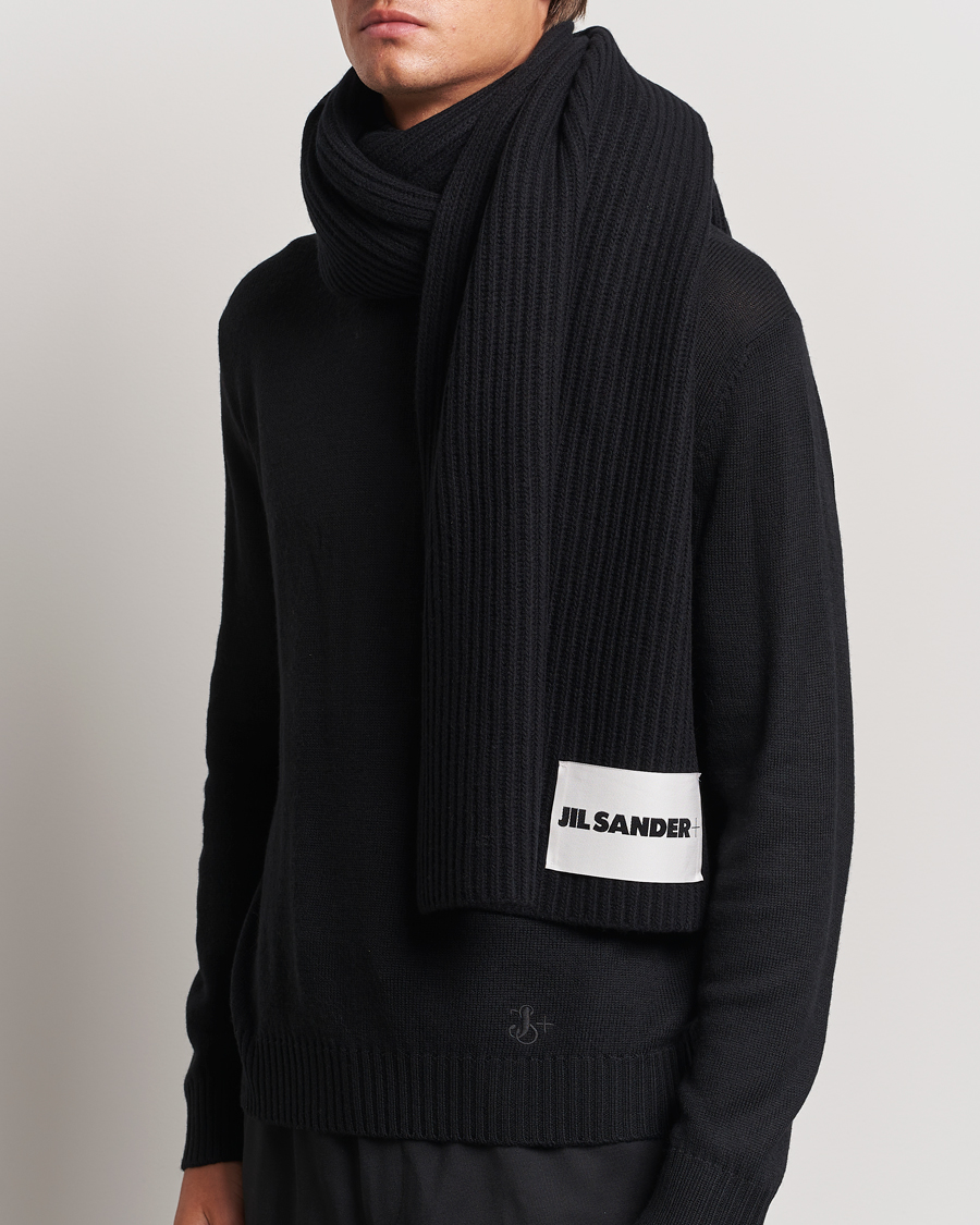 Herr | Jil Sander Merino Wool Rib Scarf Black | Jil Sander | Merino Wool Rib Scarf Black