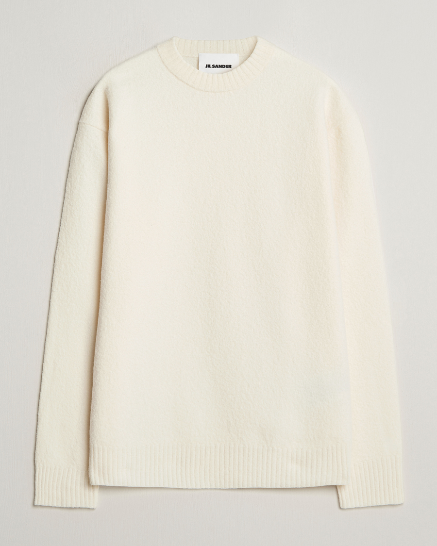 Herr | Tröjor | Jil Sander | Boiled Merino Round Neck Sweater Off White