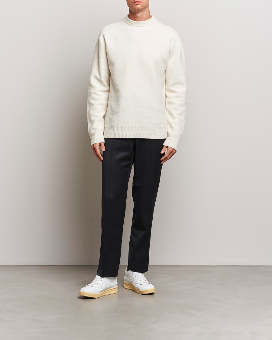 Herr | Tröjor | Jil Sander | Boiled Merino Round Neck Sweater Off White