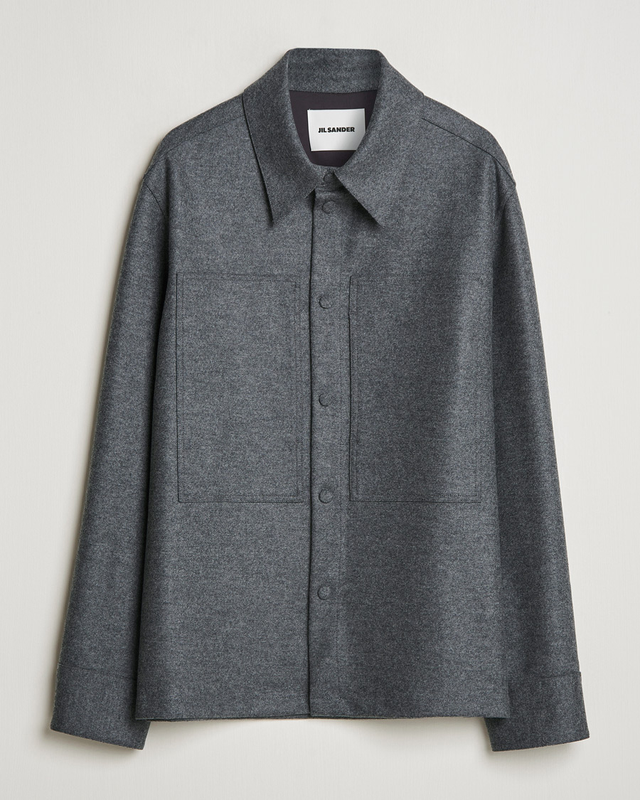 Herr | Skjortor | Jil Sander | Wool Flannel Overshirt Grey Melange