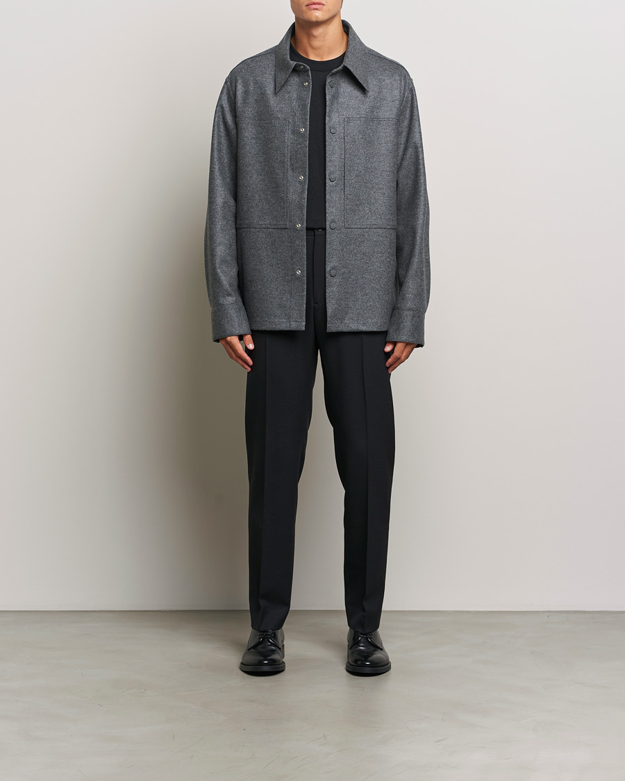 Herr | Skjortor | Jil Sander | Wool Flannel Overshirt Grey Melange
