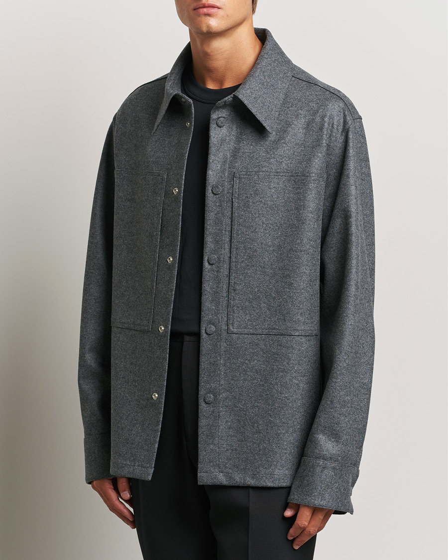 Herr | Skjortor | Jil Sander | Wool Flannel Overshirt Grey Melange