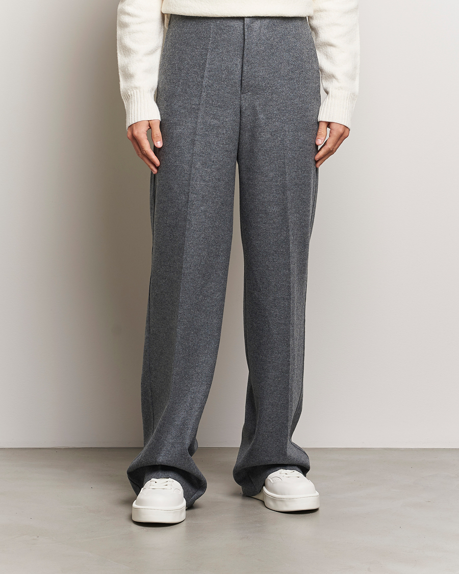 Herr | Byxor | Jil Sander | Wool Flannel Pants Grey Melange