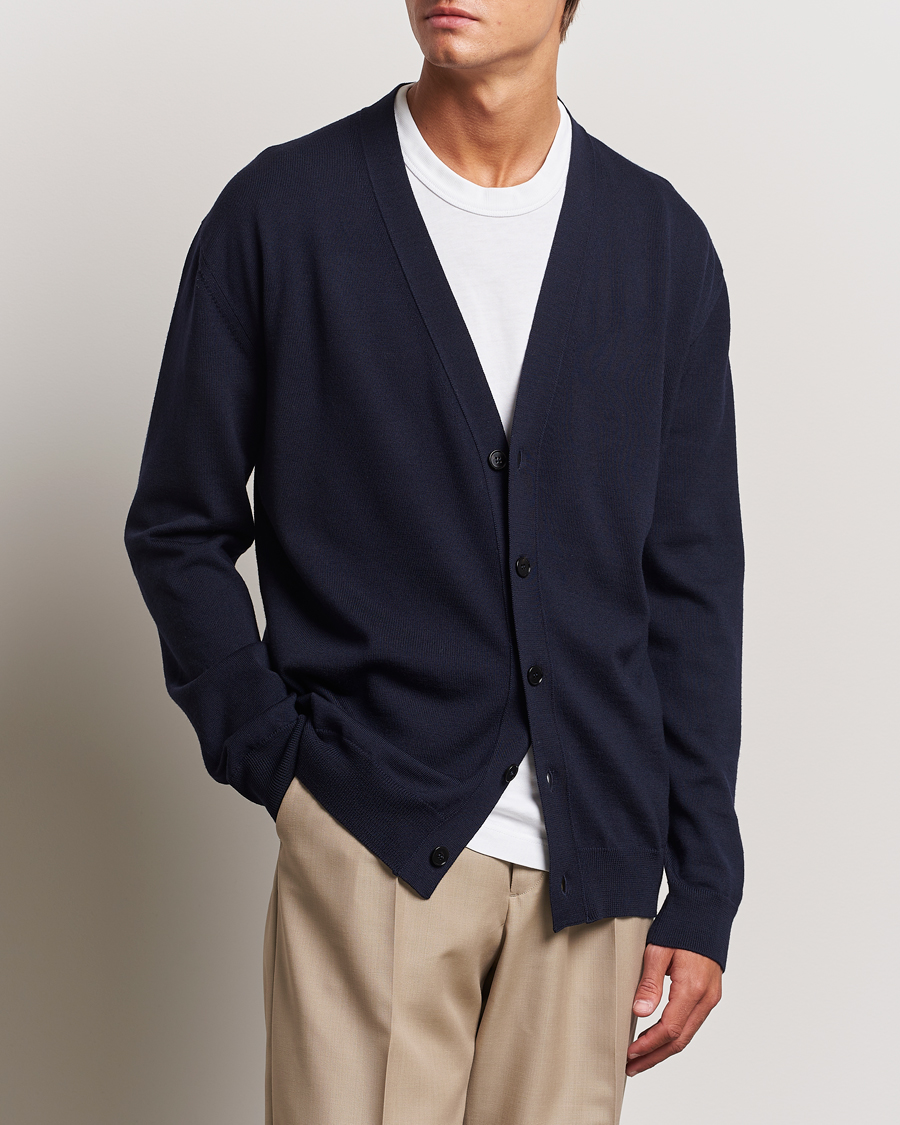 Herr | Tröjor | Jil Sander | Superfine Merino Cardigan Navy