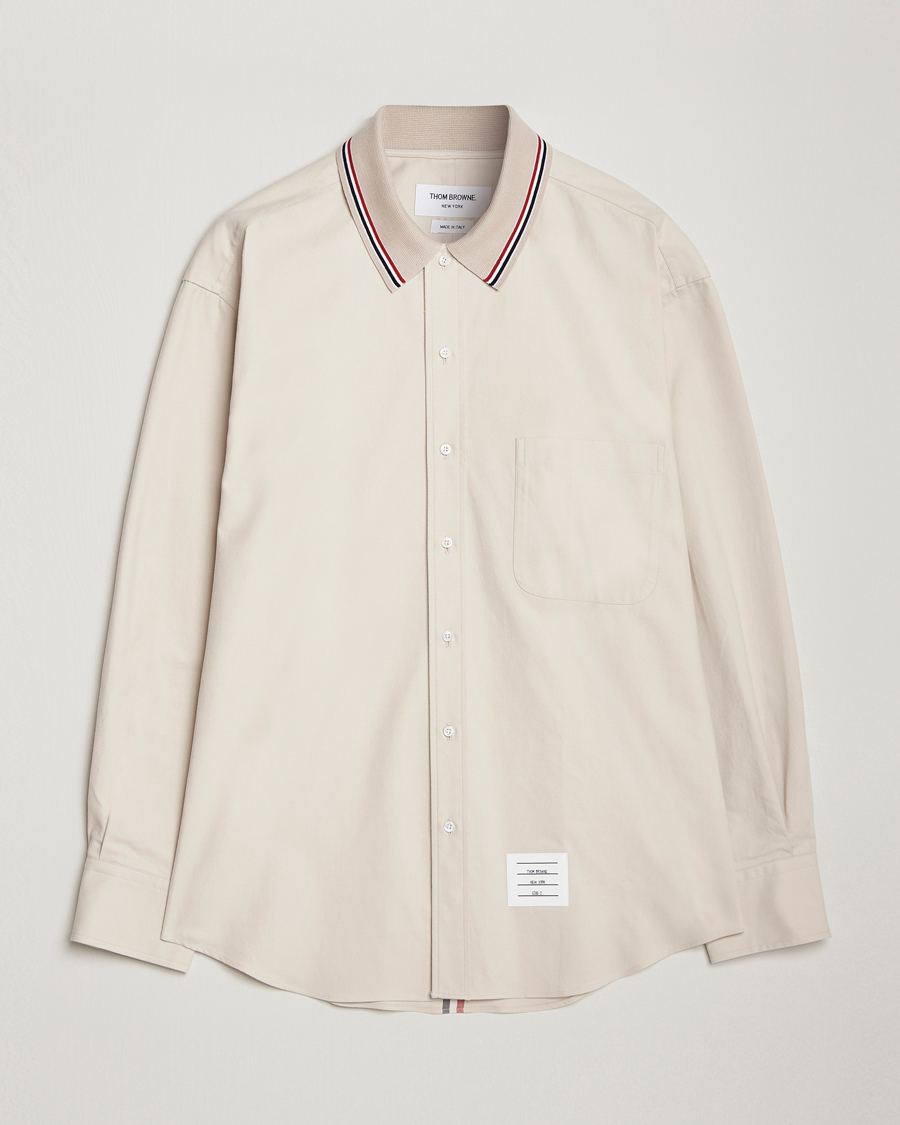 Herr | Skjortor | Thom Browne | Knit Collar Flannel Overshirt Off White