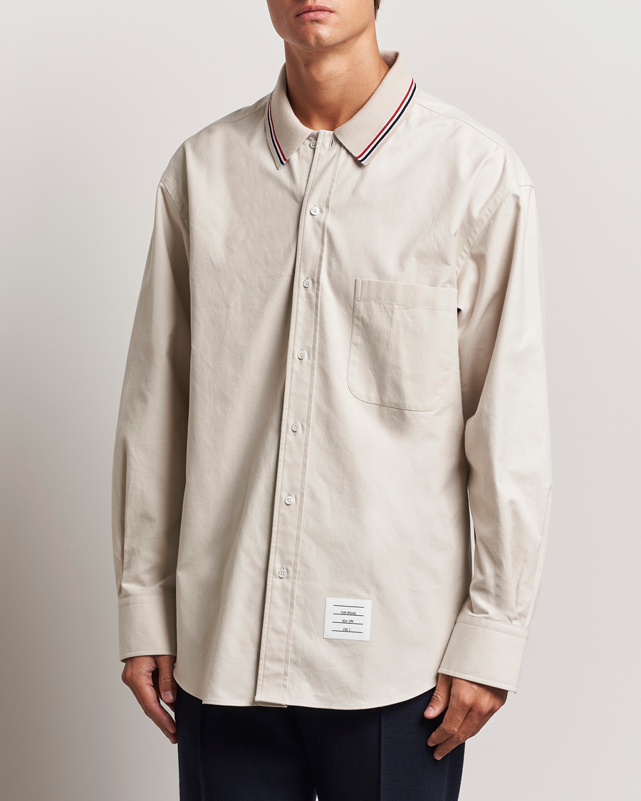 Herr | Skjortor | Thom Browne | Knit Collar Flannel Overshirt Off White