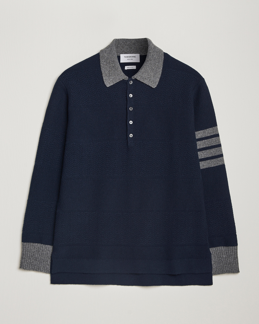Herr | Tröjor | Thom Browne | Textured Wool Rugby Navy