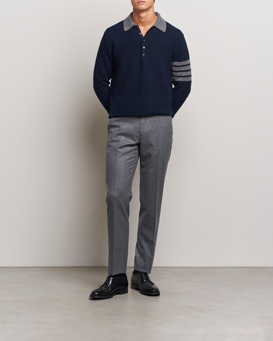 Herr | Tröjor | Thom Browne | Textured Wool Rugby Navy