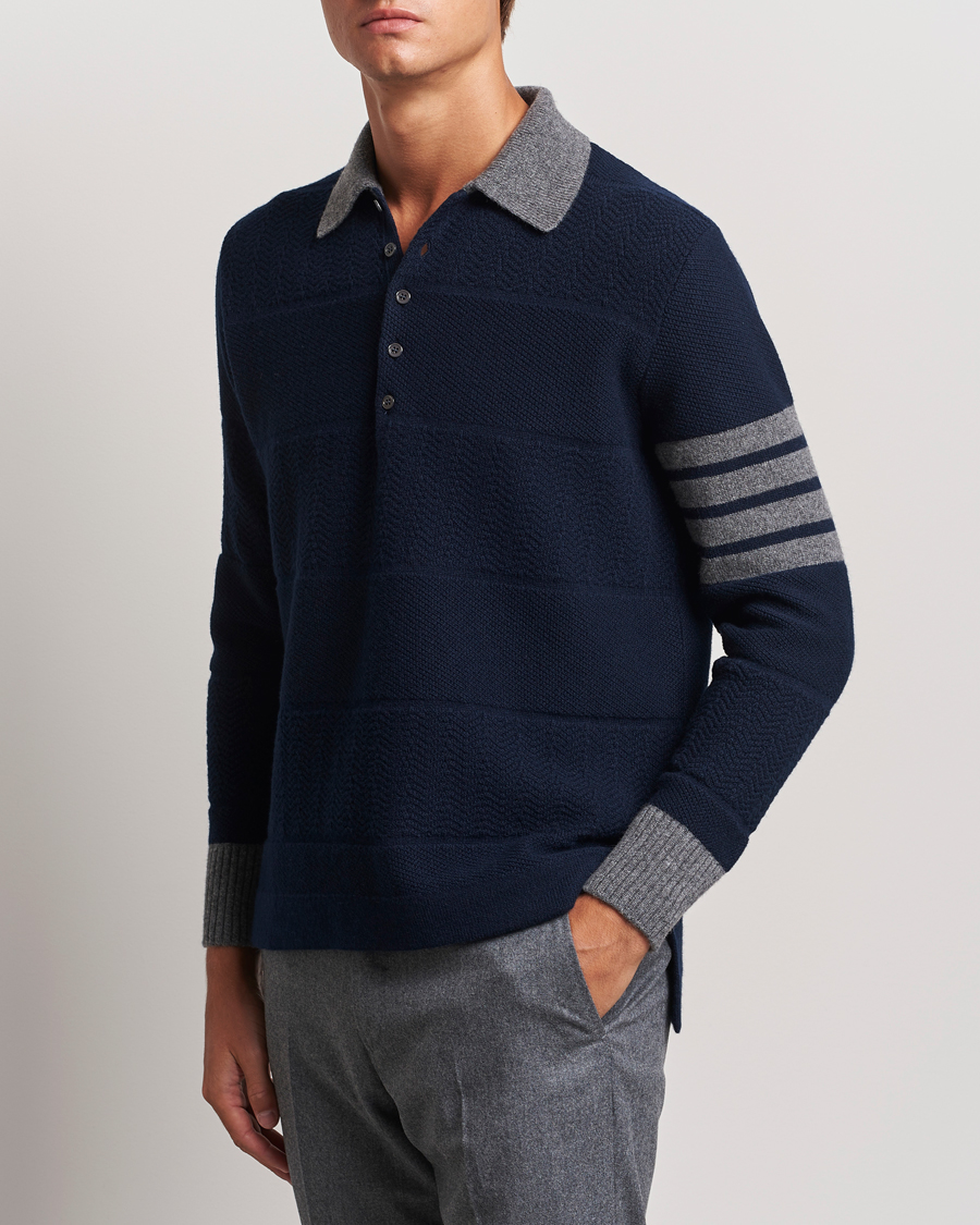Herr | Tröjor | Thom Browne | Textured Wool Rugby Navy