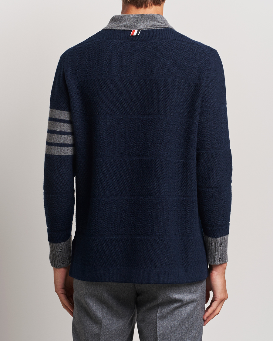Herr | Tröjor | Thom Browne | Textured Wool Rugby Navy