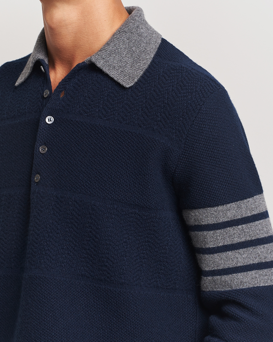 Herr | Tröjor | Thom Browne | Textured Wool Rugby Navy