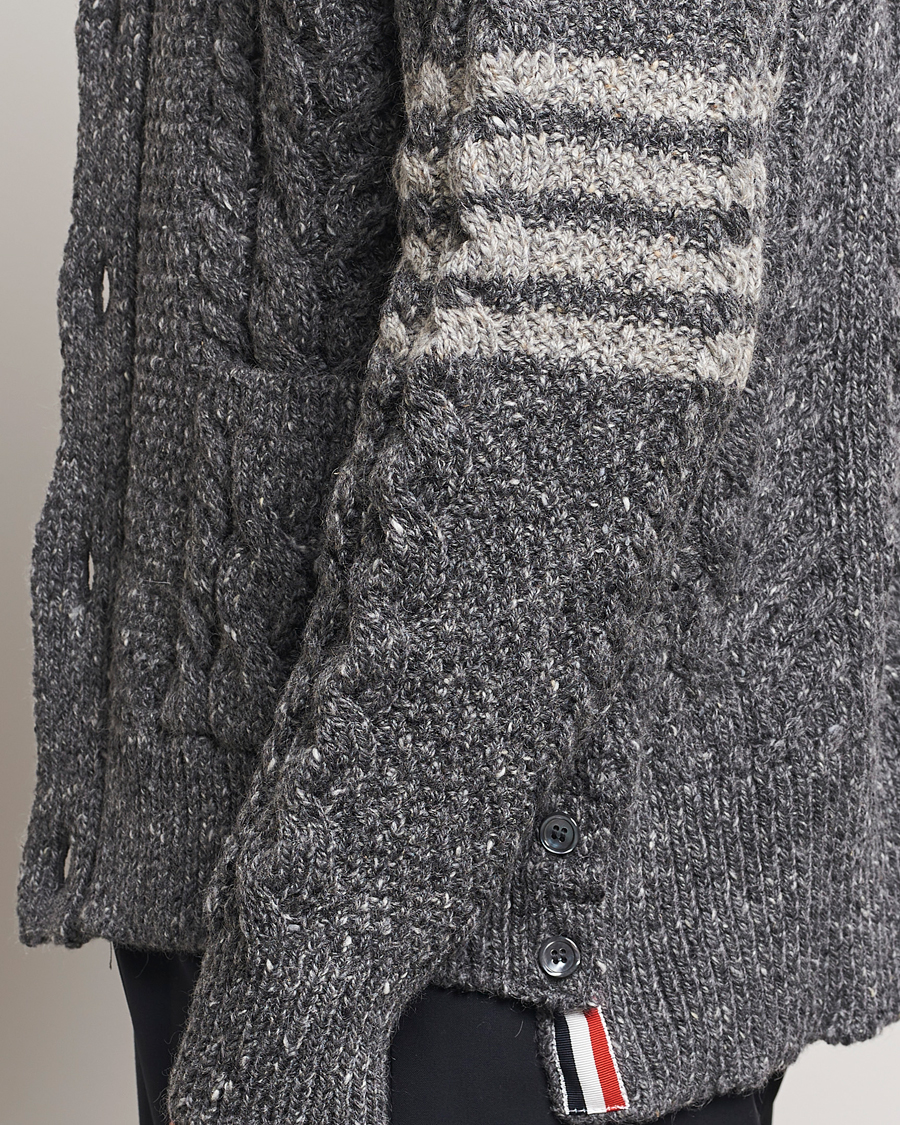 Herr | Tröjor | Thom Browne | Donegal Cable Cardigan Medium Grey