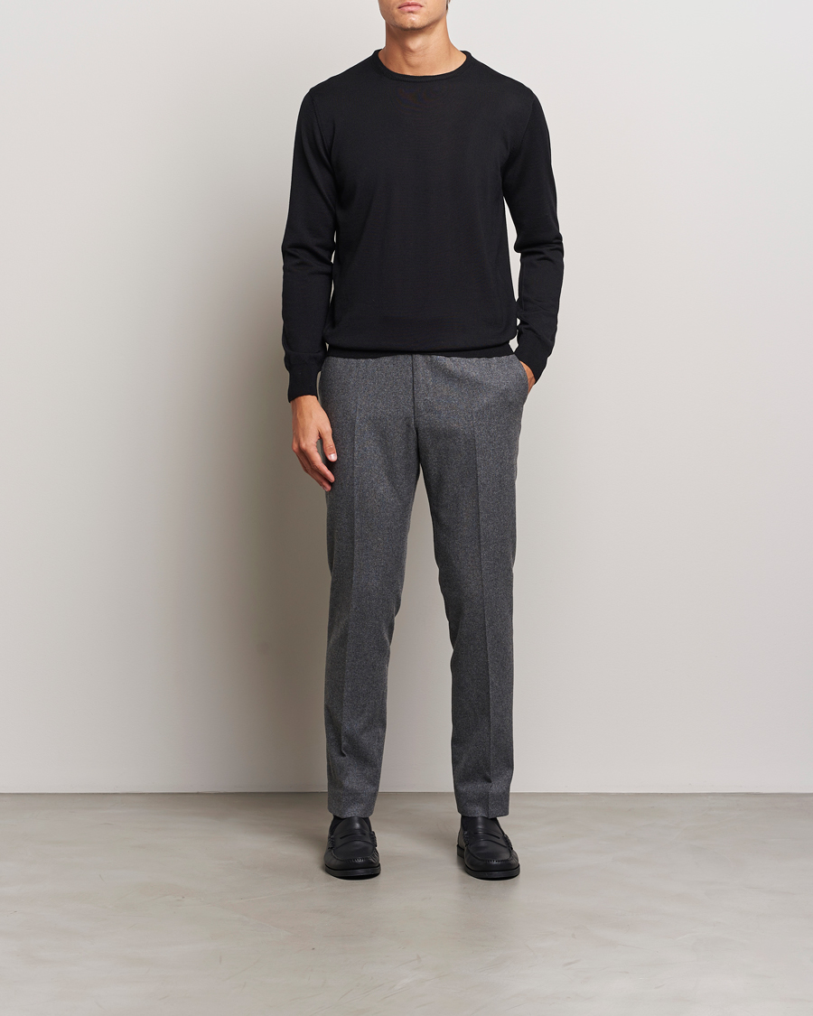 Herr | Tröjor | Morgano | Extra Fine Merino Wool Crewneck Black