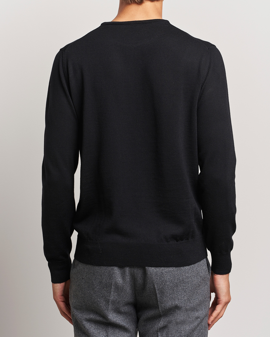 Herr | Tröjor | Morgano | Extra Fine Merino Wool Crewneck Black