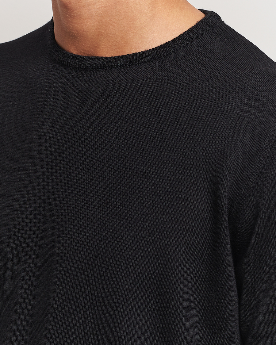 Herr | Tröjor | Morgano | Extra Fine Merino Wool Crewneck Black