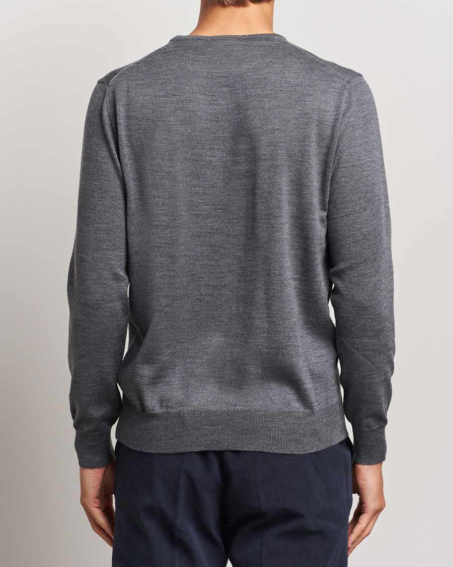 Herr | Tröjor | Morgano | Extra Fine Merino Wool Crewneck Mid Grey