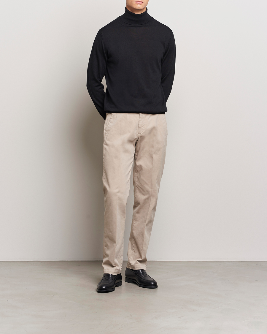 Herr | Tröjor | Morgano | Extra Fine Merino Wool Rollneck Black