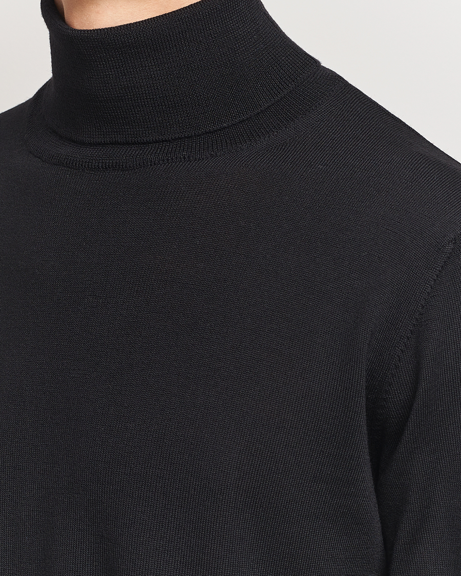 Herr | Tröjor | Morgano | Extra Fine Merino Wool Rollneck Black