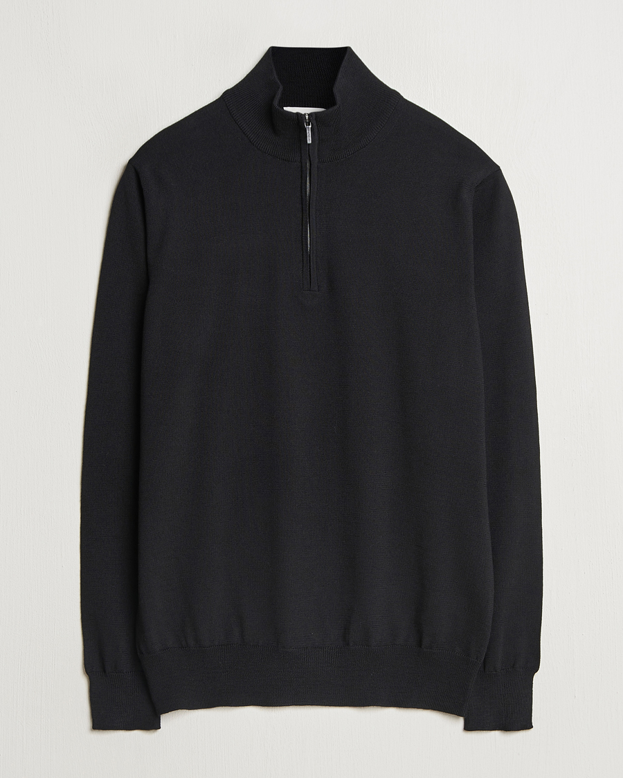 Herr | Tröjor | Morgano | Extra Fine Merino Wool Half-Zip Black