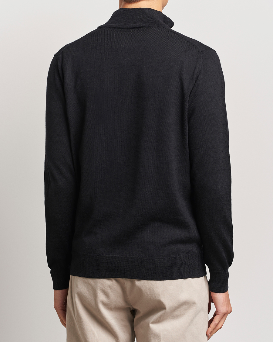 Herr | Tröjor | Morgano | Extra Fine Merino Wool Half-Zip Black