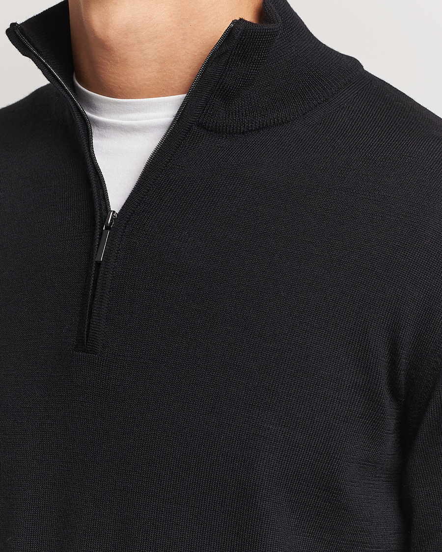 Herr | Tröjor | Morgano | Extra Fine Merino Wool Half-Zip Black