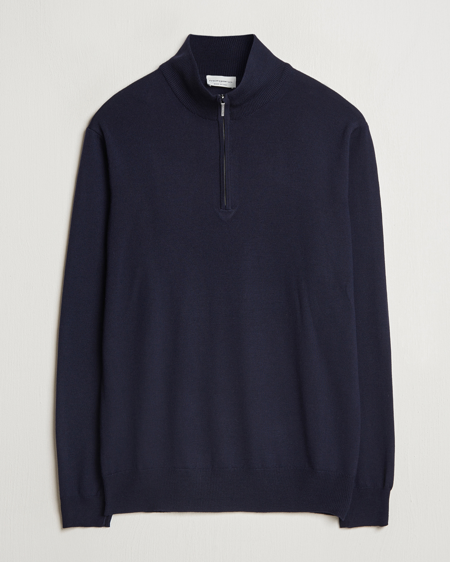 Herr | Tröjor | Morgano | Extra Fine Merino Wool Half-Zip Navy