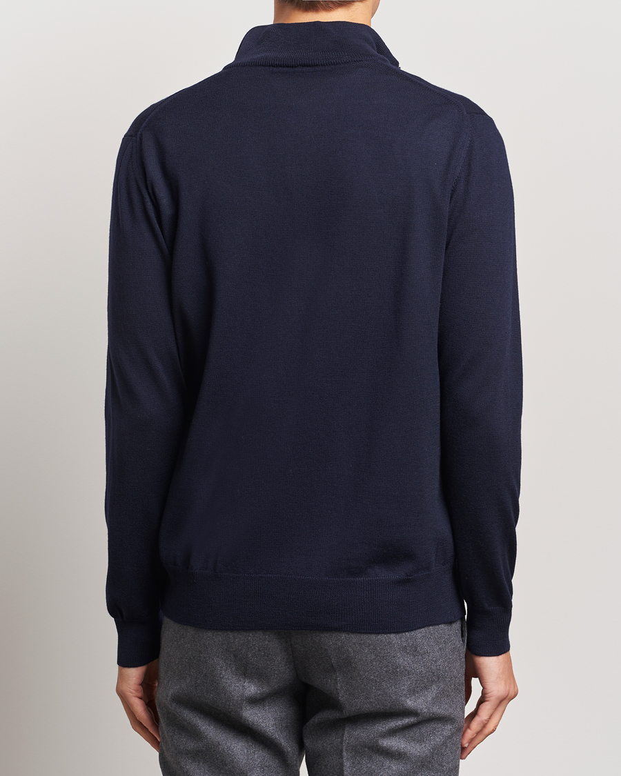 Herr | Tröjor | Morgano | Extra Fine Merino Wool Half-Zip Navy