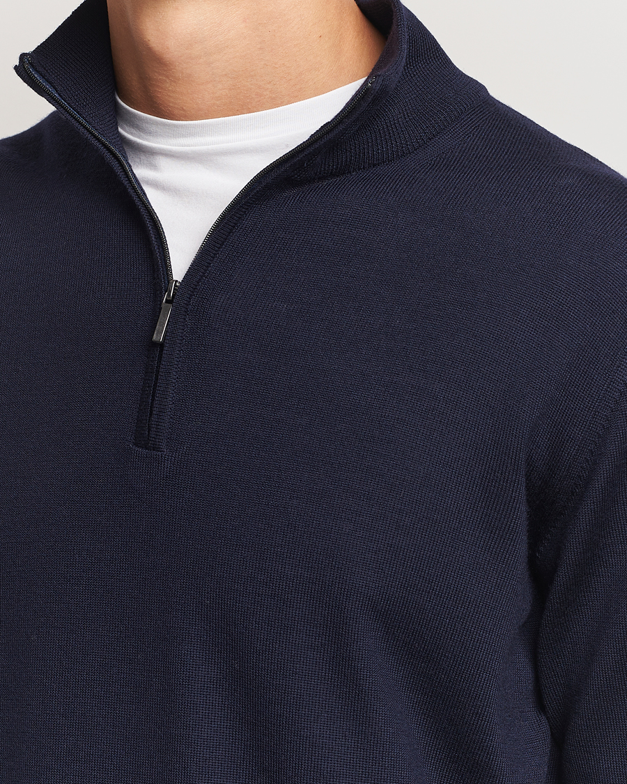 Herr | Tröjor | Morgano | Extra Fine Merino Wool Half-Zip Navy
